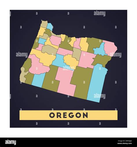 Oregon Map Us State Poster With Regions Shape Of Oregon With Us State