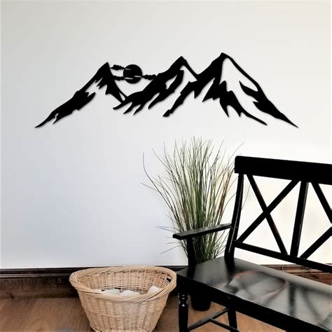 Mountain Metal Wall Art Mountains Landscape Mural For Etsy