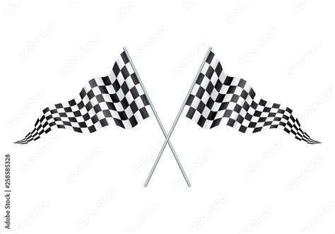 Checkered Racing Formula One F1 Flag Isolated On White Two Crossed