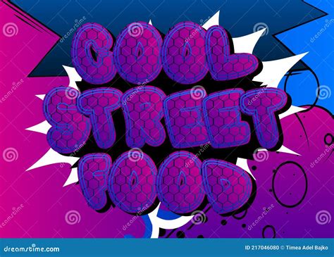 Cool Street Food Comic Book Style Text Stock Vector Illustration