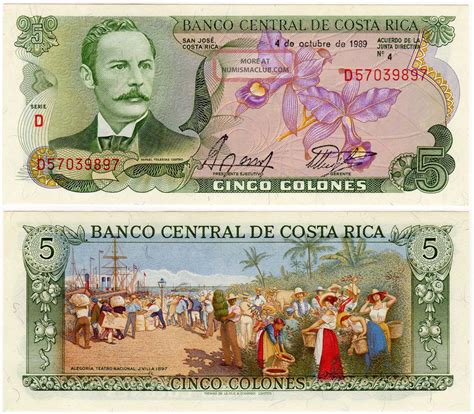 The costa rica colon exchange rate values are updated many times a day! Costa Rica Paper Money 5 Colones P - 236d Unc October 4, 1989