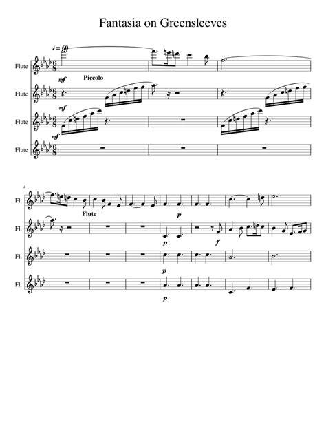 One score and one part (4 this sheet music is available for : Fantasia on Greensleeves Sheet music for Flute | Download free in PDF or MIDI | Musescore.com