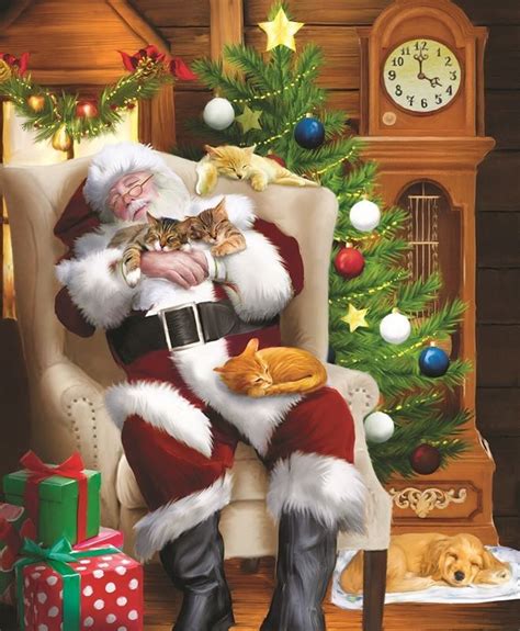 Tom Wood Santa And His Cats Immagini Di Natale Babbo Natale Foto Di