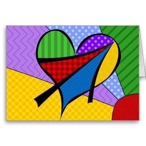 Whimsical Cubism Heart Greeting Card With Backgrou Zazzle