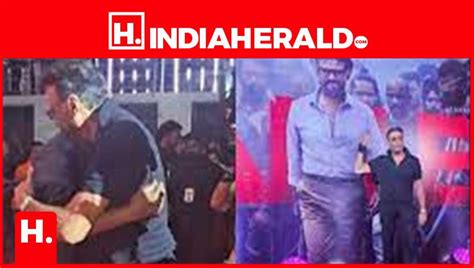 Superstar Rajinikanth Hugs Jackie Shroff At Jailer Audio La