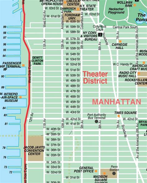 Broadway Theatre District New York City Streets Map Street Location