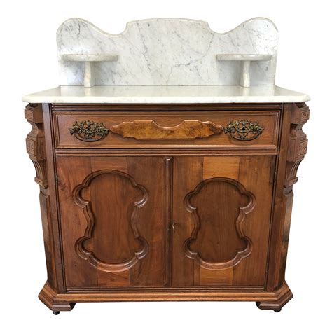 Antique Victorian Walnut Marble Top Washstand Circa 1900 Chairish