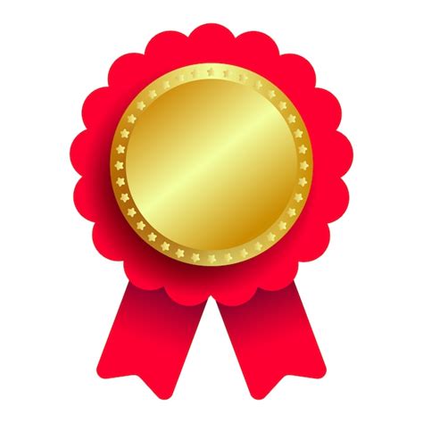 Premium Vector Gold Medal With Red Ribbon