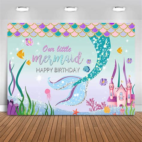 Buy Avezano Little Mermaid Birthday Party Backdrop Under The Sea Castle Birthday Party