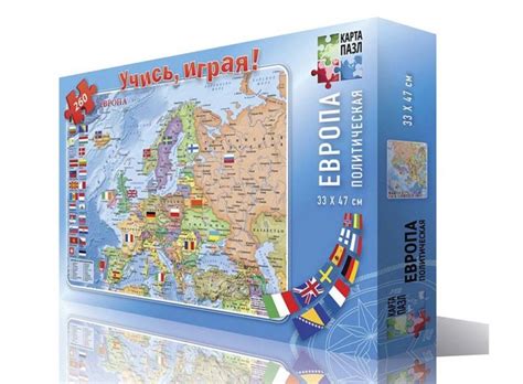 Карта пазл Европа политическая 4607177452159 Геодом 33x47 см купить