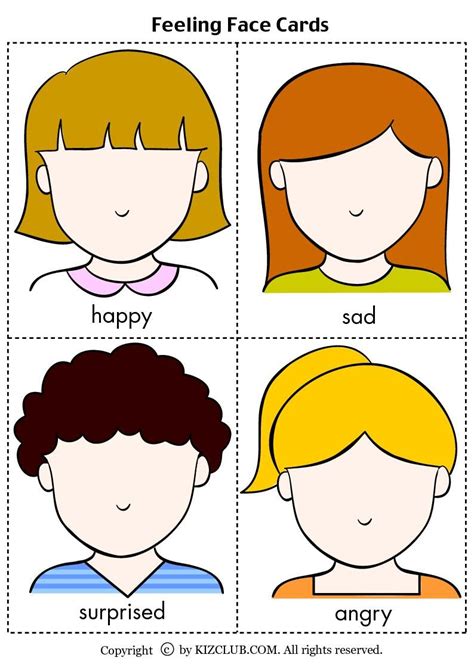 English Is Fun Feelings Face Cards Emotions Preschool Feelings Faces