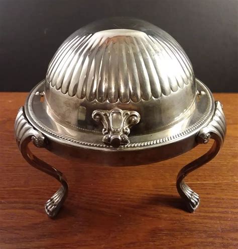FB Rogers Silver Co Silverplate Roll Top Lid Stamped Butter Dish FBRogers Renaissance