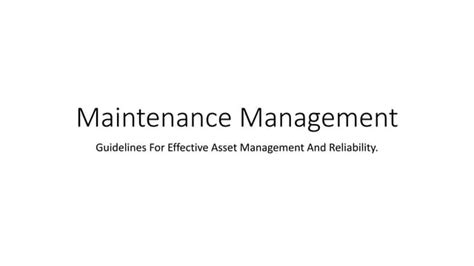 maintenance management pptx pptx