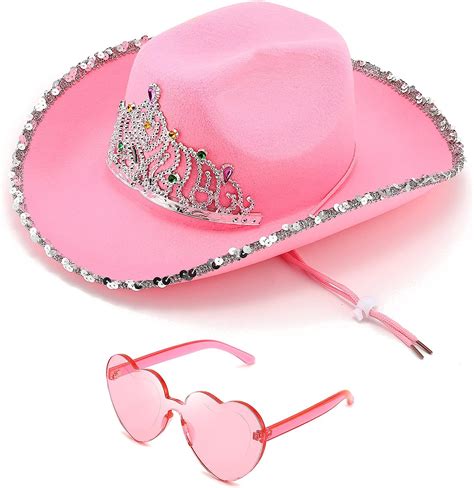 Preppy Pink Cowgirl Hat For Women And Teenage Girls As Party Cowboy