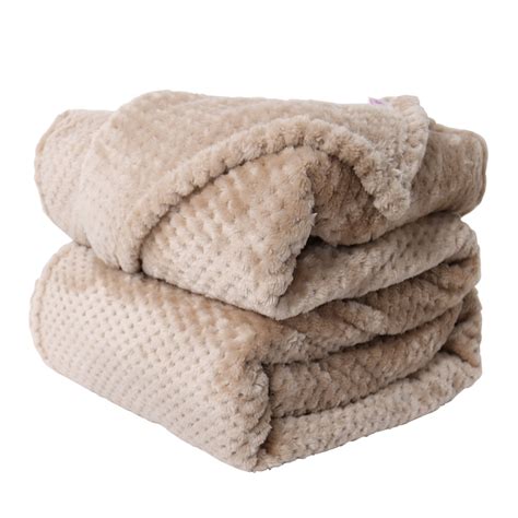 Piccocasa Flannel Fleece Throw Blanket Waffle Microfiber Fuzzy Blanket Bed Camel Full