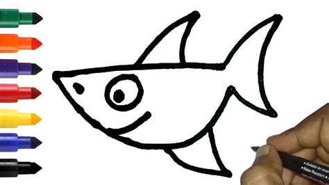 How to draw striped fish, sea animals обновлено: How to draw Shark Fish in Easy for Kids | Easy Fish ...