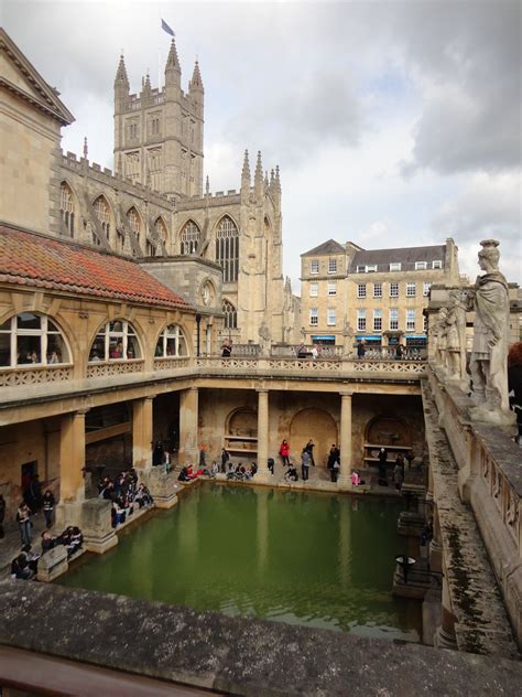 Roman Baths In Bath England The Natural Resource Of A Hot Spring From The Waters Of The