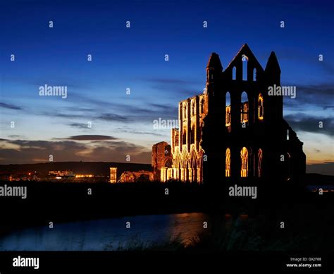 Whitby Abbey At Night Esk Valley North Yorkshire Moors England United