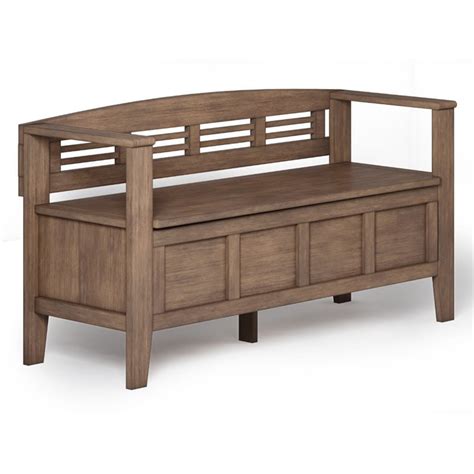 Simpli Home Adams Rustic Solid Wood Entryway Storage Bench In Natural