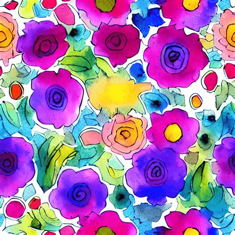 Chaotic Flowers Rainbow Watercolor Graphic · Creative Fabrica