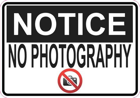 5in X 35in Notice No Photography Sticker Vinyl Door Signs Business Sign
