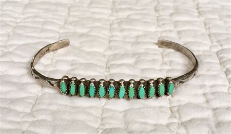 Vintage Zuni Turquoise Bracelet Cuff Sterling Silver Native American