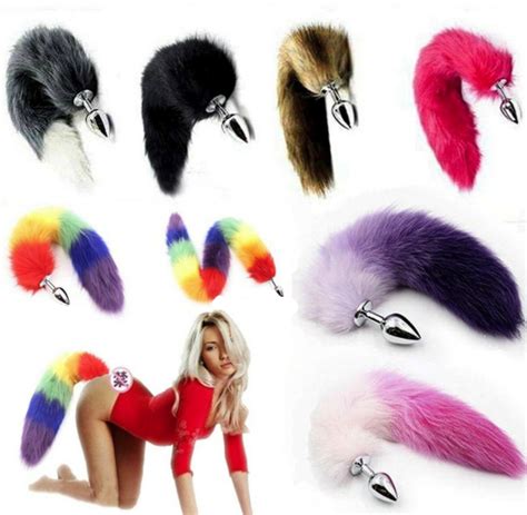 Women Funny False Fox Tail With Stainless Steel Plug Romance Game Toy