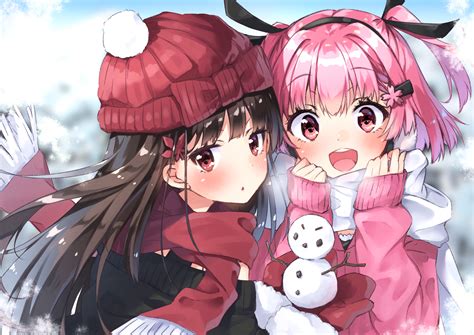 Wallpaper Anime Girls Original Characters Snow Winter 2047x1447