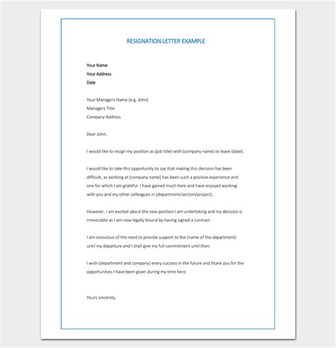 Unlike most official letters, a resignation letter shouldn't contain too many explanations or details. Resignation Letter Template: Format & Sample Letters (With Tips)