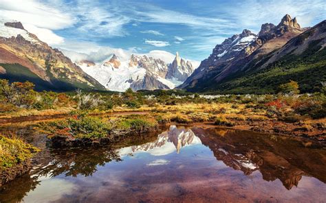 América Del Sur Argentina Montañas Lago La Reflexión Del Agua
