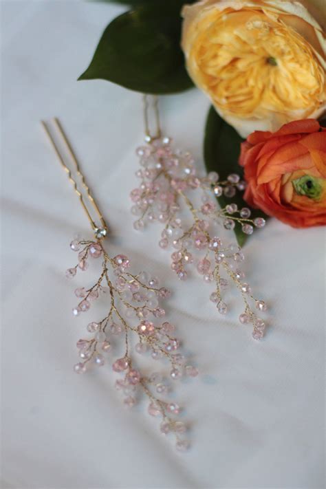 Bridesmaid Hair Pins Rose Quartz Hair Pin Bridal Hairpin Etsy Hair