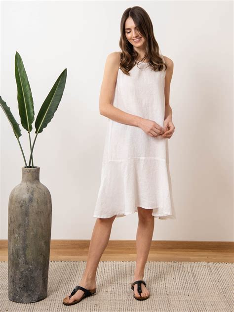 White Linen Dress Summer Dress Midi Linen Dress Oversized Etsy In