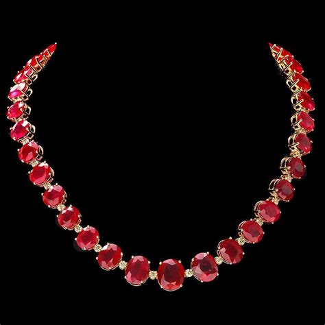 14k Gold 137ct Ruby 4ct Diamond Necklace