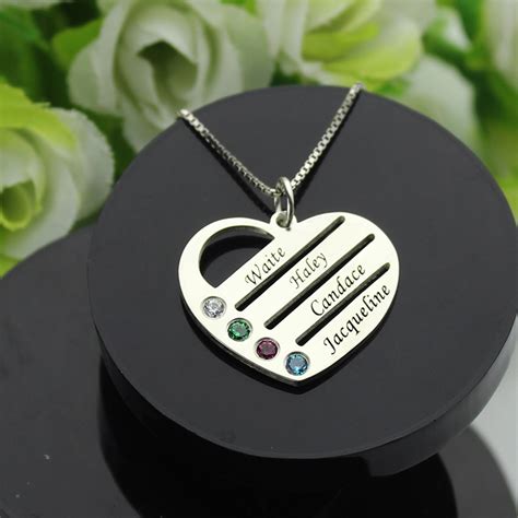 Personalized Birthstone Heart Necklace With Name Adorable