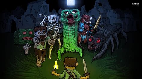 4592582 Zombies Steve Minecraft Spider Video Games Creeper Night Rare Gallery Hd Wallpapers