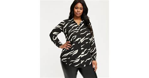 Curves Black Zebra Print Long Sleeve Shirt New Look