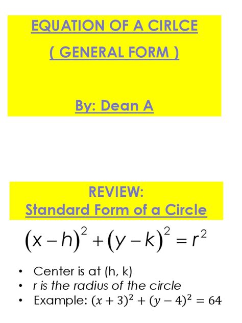 Circle Equation General Form Pdf Circle Differential Geometry