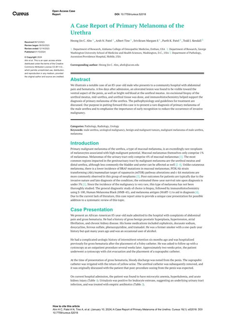 Pdf A Case Report Of Primary Melanoma Of The Urethra