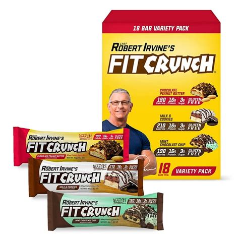 Fit Crunch Protein Bars Snack Size Variety Pack Gluten Free 18 Pack