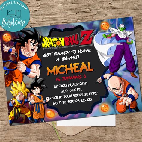 See more party ideas at catchmyparty.com! Dragon Ball Birthday Invitation Dragonball Z Invitation Printable | Bobotemp