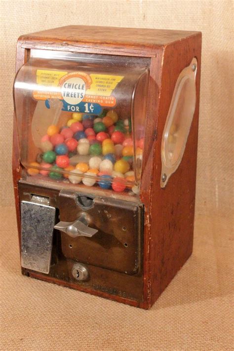 Victor Vending Corp Vintage 1 Cent Wood Gumball Machine WOOD Sides No