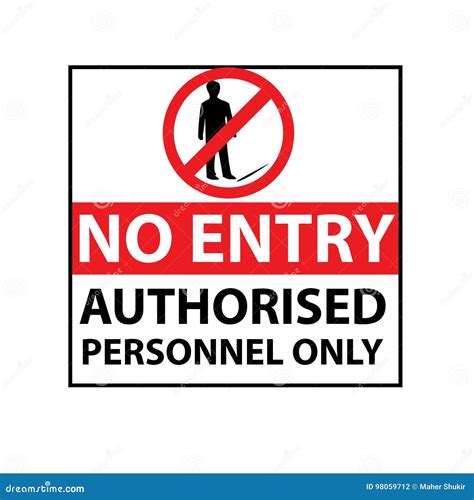 No Entry Authorised Personnel Only Vector Illustration CartoonDealer