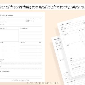 Project Planner Printable Work Planner Project Timeline Tracker