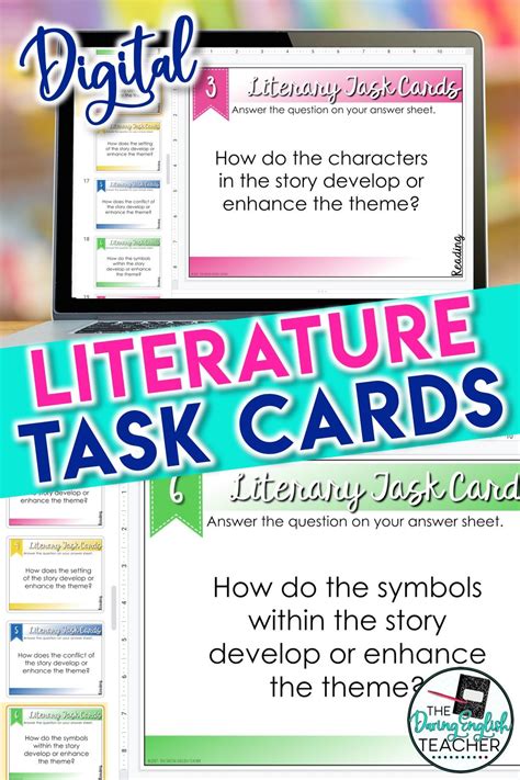 analyzing literature task cards for any novel remote learning teaching vocabulary reading