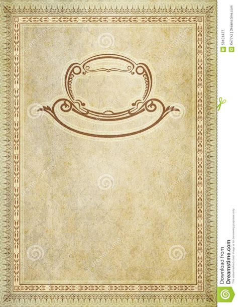 Old Paper Backdrop With Old Fashioned Decorative Border Stock
