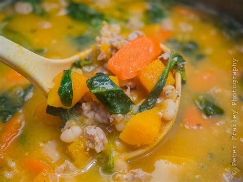 Turkey Sausage White Bean Carrots Spinach And Butternut Squash Soup