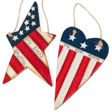 God Bless America Ornament Set Memorial Day Holiday Crafts