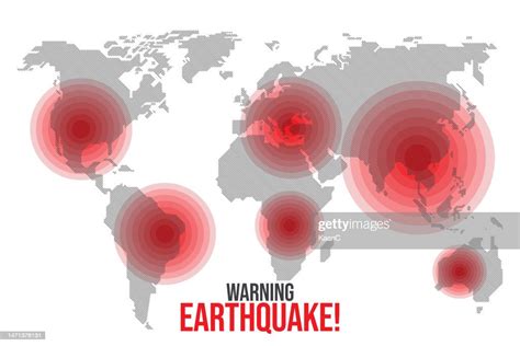 World Map Earthquake Earthquake Wave With Circle Vibrationdesign For