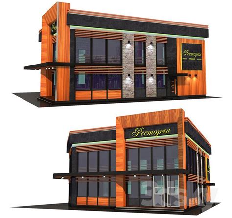 Restaurant Building Free 3d Model Buildings Download Restaurant