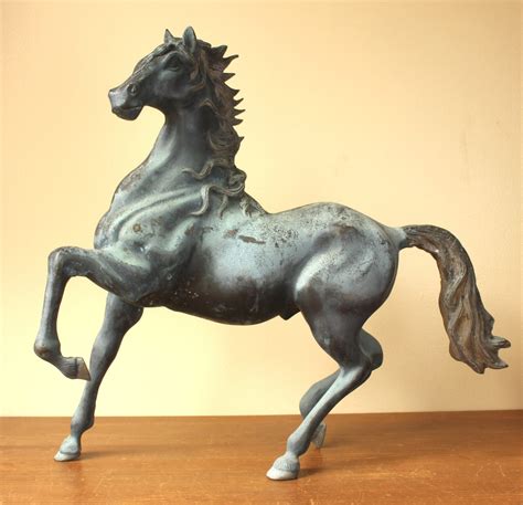 Large Heavy Bronze Horse Statue Figure Verdigris Garden Equine Ornament